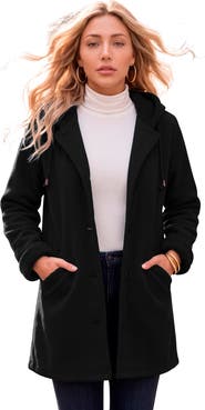 Roaman's Plus Size Hooded Fleece Fleece Coat (plus)