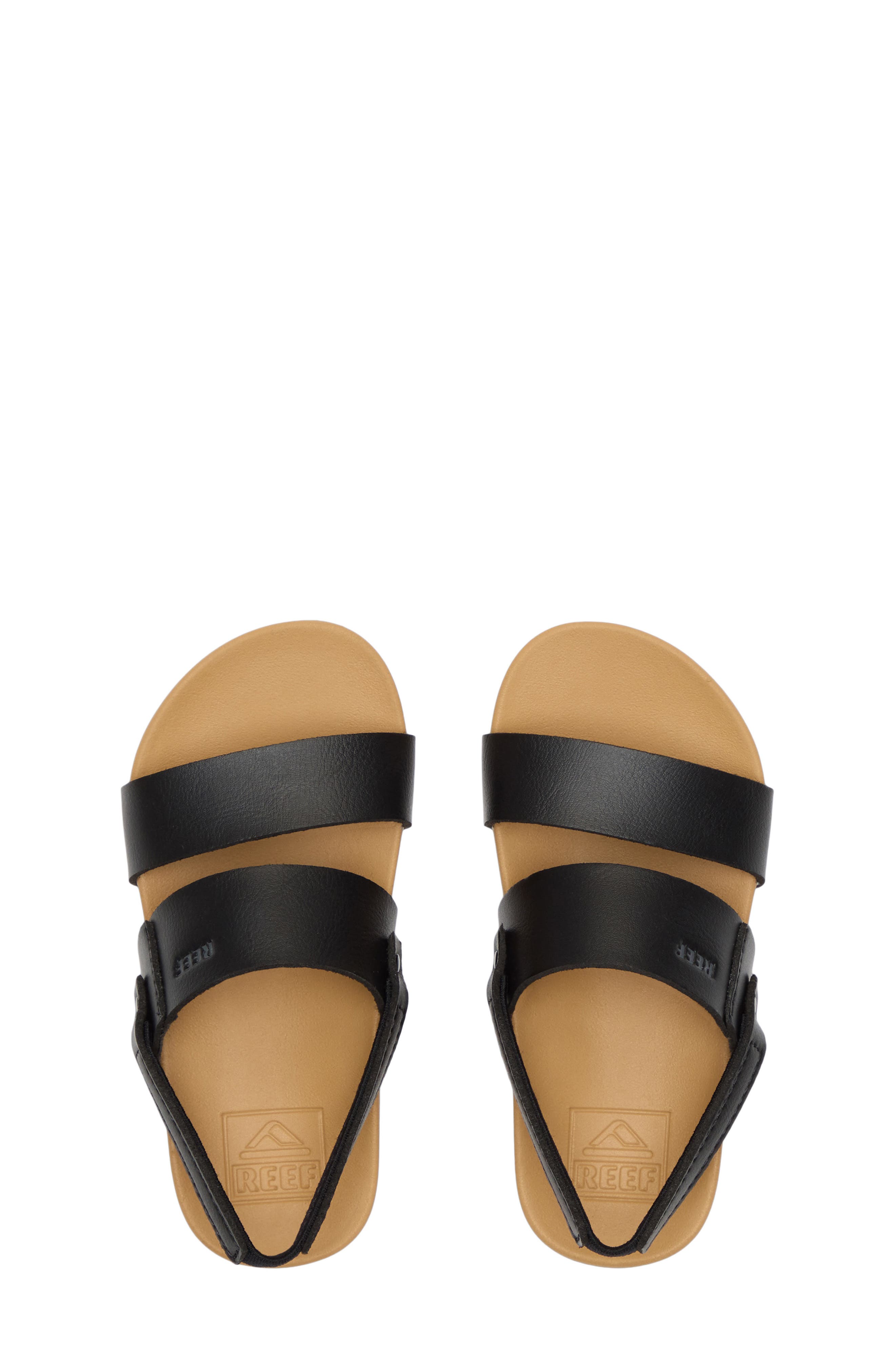 Reef Kids' Little Cushion Vista Slingback Sandal, Alternate, color, Black/ Tan