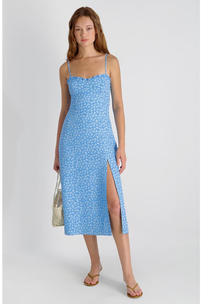 Stacey Floral Print Sleeveless Midi Dress, Alternate, color, POOLSIDE BLUE-WHITE
