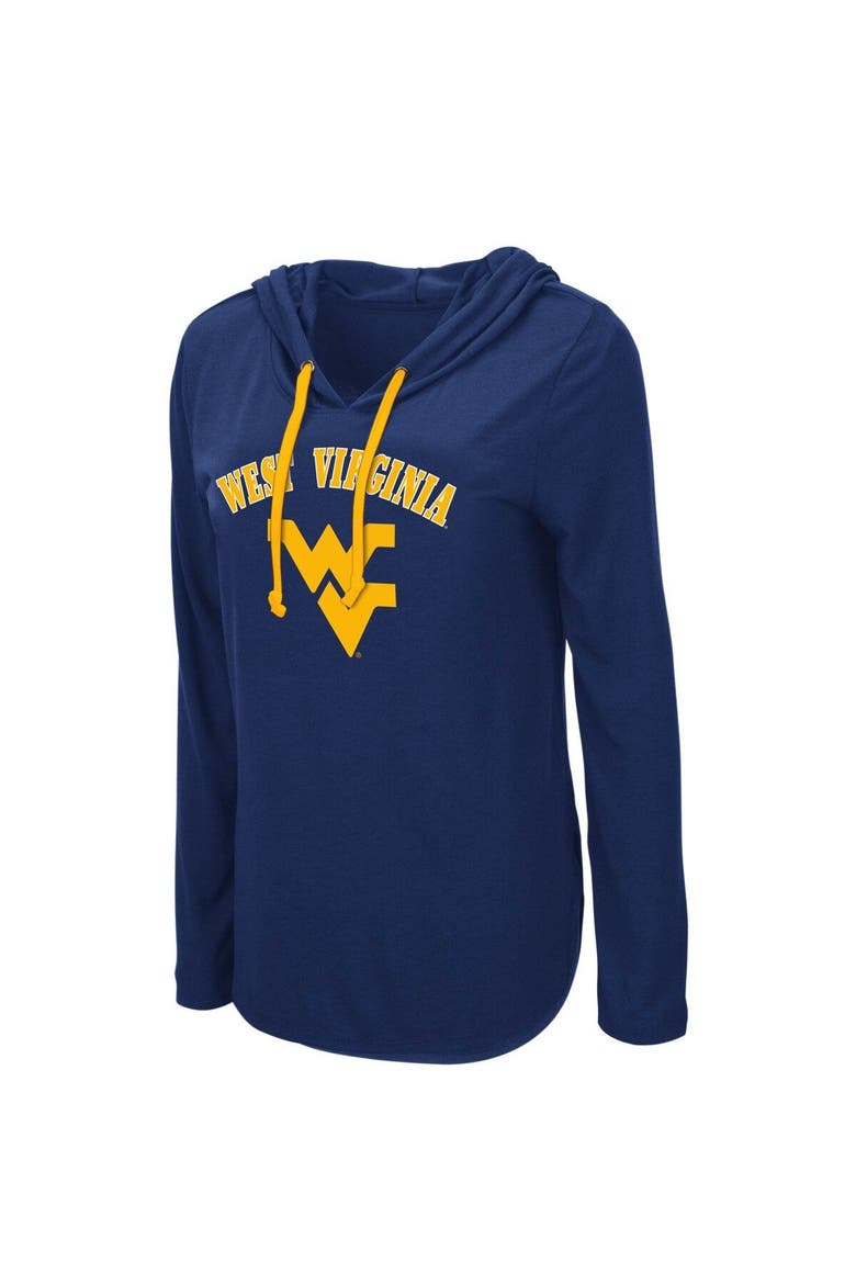 Women's Colosseum Navy West Virginia Mountaineers My Lover Lightweight Hooded Long Sleeve T-Shirt, Alternate, color, Navy