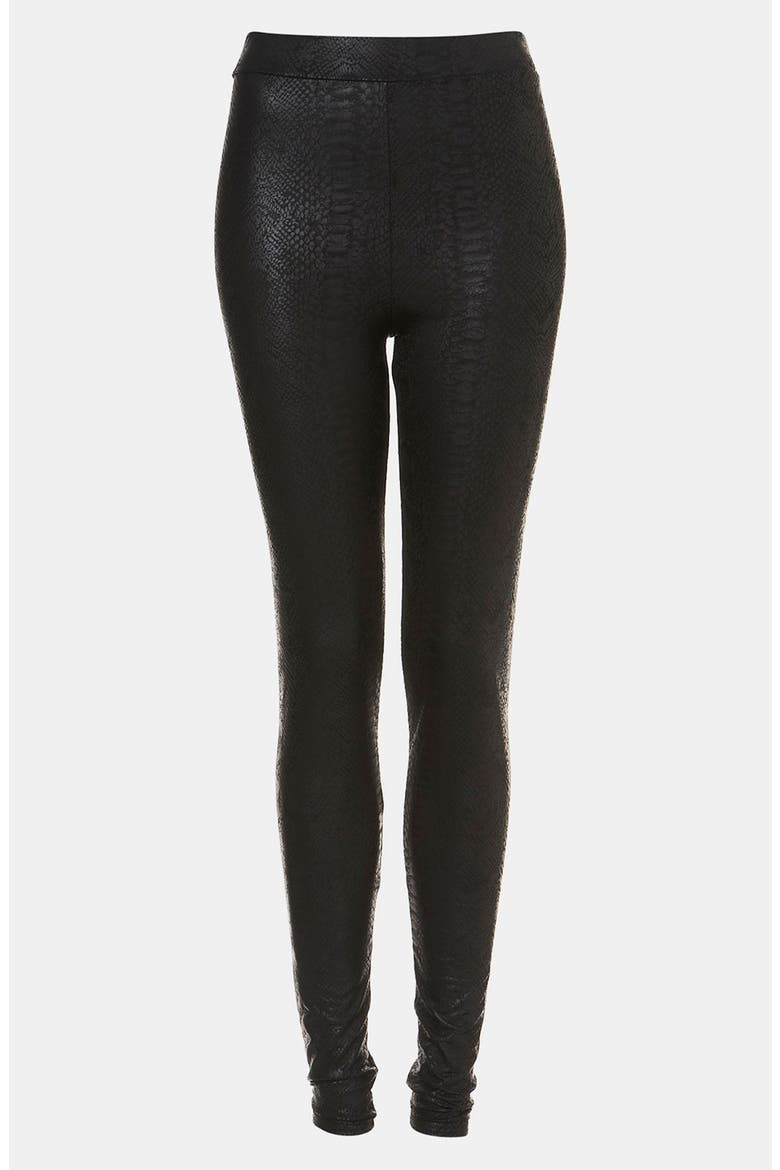 Snake Print Faux Leather Leggings, Main, color, BLACK