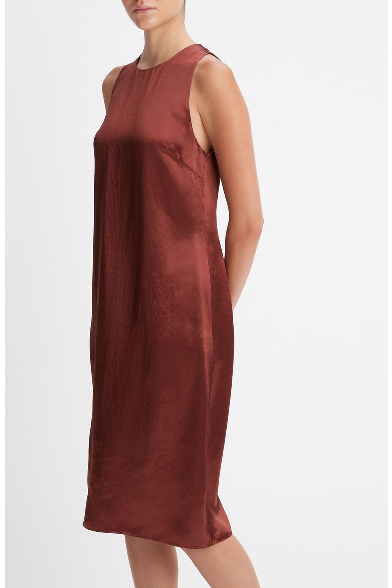 Hammered Satin Sleeveless Dress, Alternate, color, CINNAMON STICK