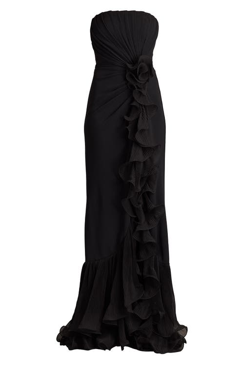 Tadashi Shoji Ruffle Detail Strapless Gown