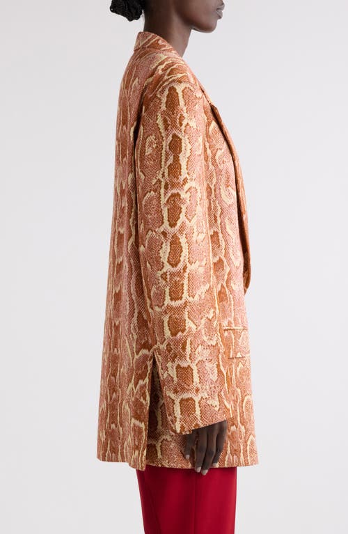 Dries Van Noten Basti Snakeskin Print Single Breasted Blazer In Brique