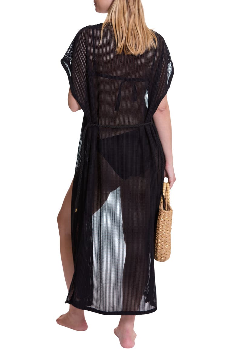 Milos maternity beachwear caftan, Alternate, color, BLACK