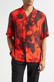 McQueen Floral Print Camp Shirt