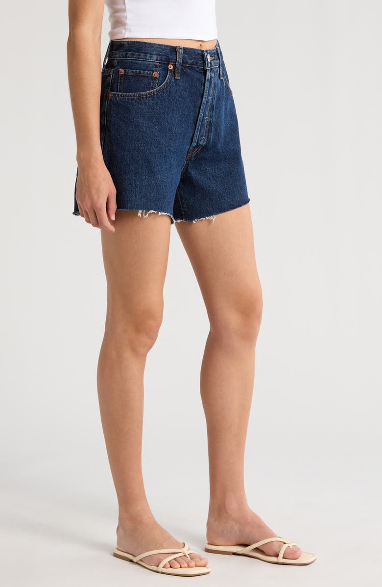 Re/Done '90s Raw Hem Low Slung Organic Cotton Denim Shorts, Alternate, color, Heritage Rinse