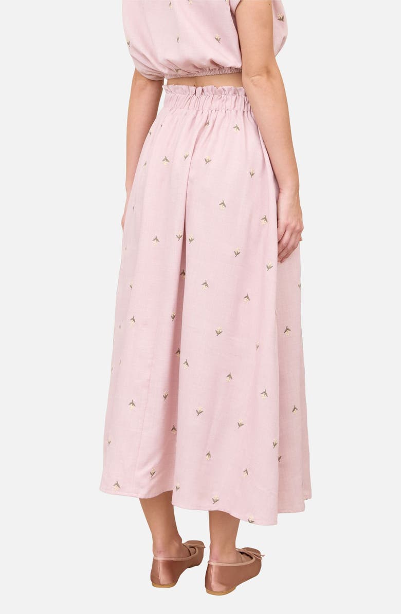Blu Pepper Floral Embroidered Midi Skirt, Alternate, color, Pink
