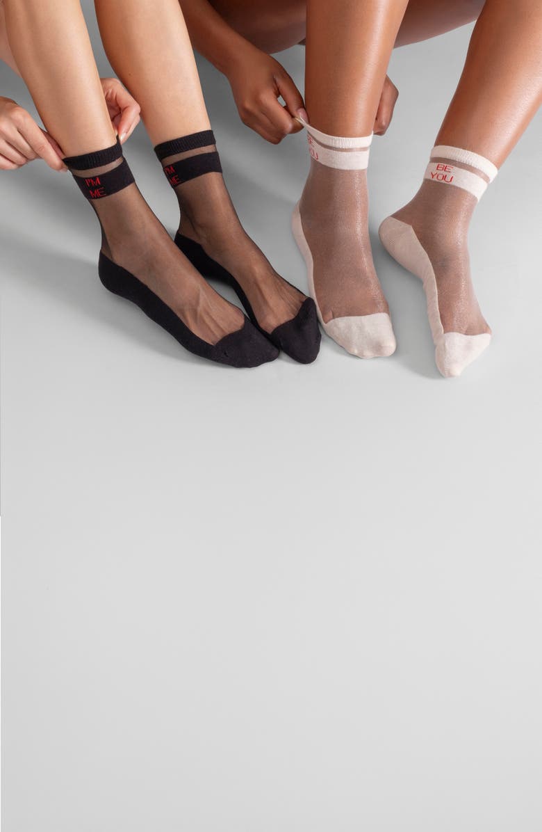 LECHERY<sup>®</sup> 2-Pack Be You & I'm Me Sheer Crew Socks, Alternate, color, 