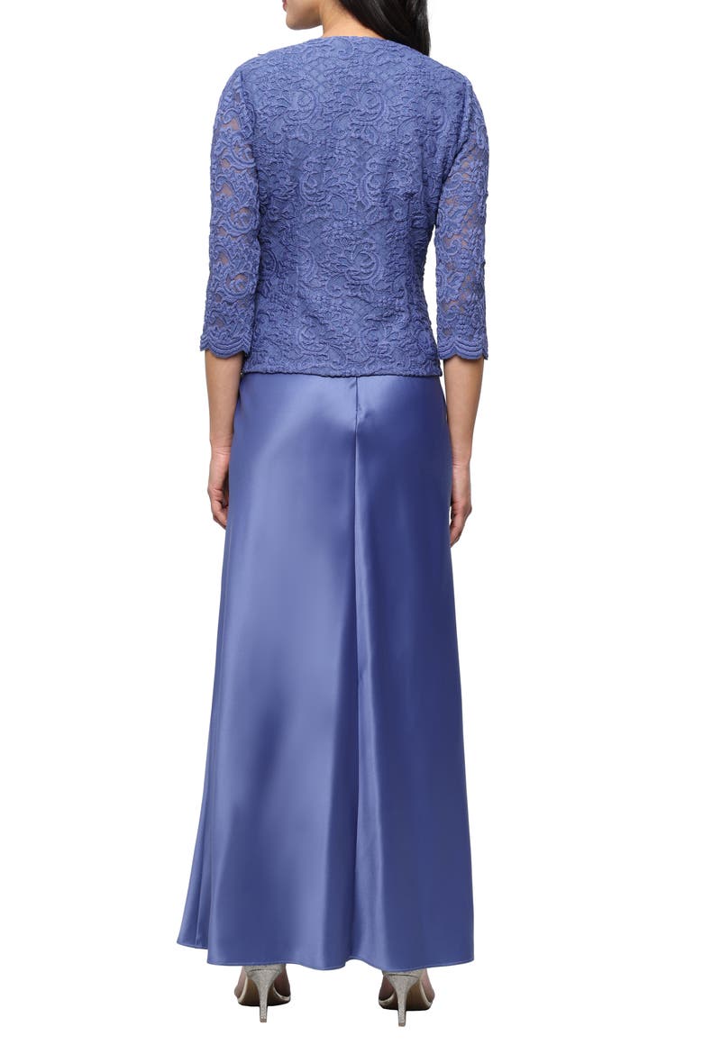 Embroidered Lace Mock Two-Piece Gown with Jacket, Alternate, color, CORNFLOWER