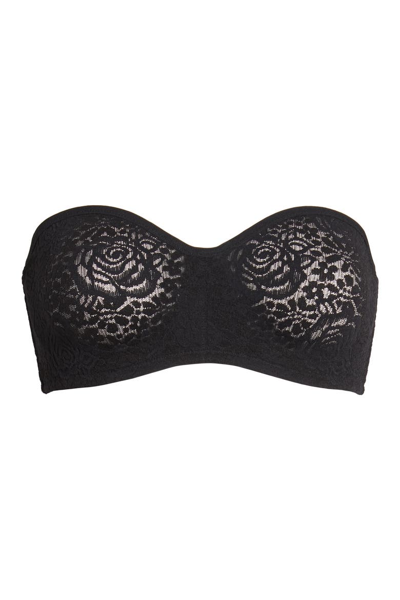 Halo Lace Underwire Strapless Bra, Alternate, color, BLACK