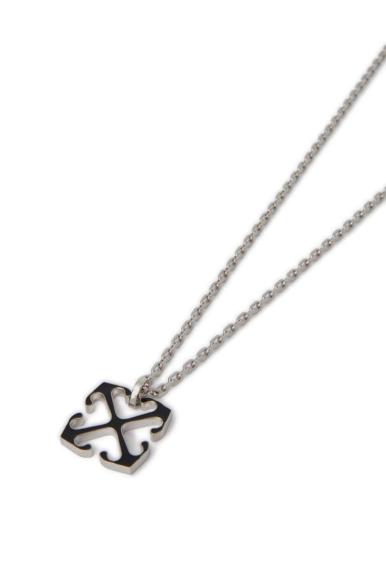 Men's Black Enamel Arrow Necklace, Alternate, color, Silver