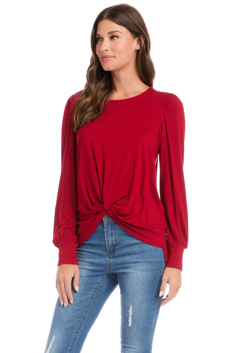 Karen Kane Twist Front Long Sleeve Top, Alternate, color, Red
