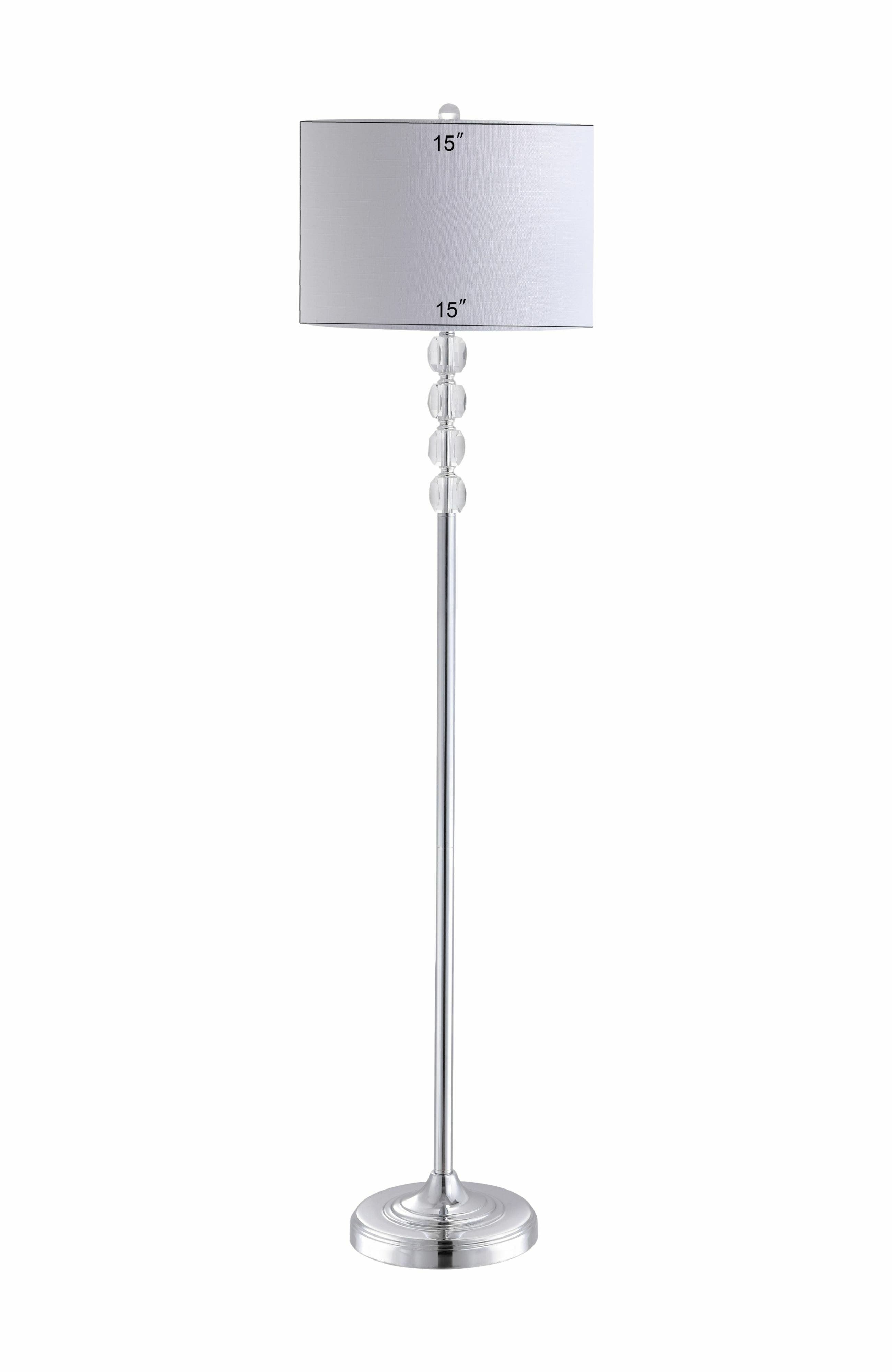 JONATHAN Y Aubrey Crystal / Metal LED Floor Lamp in Clear/chrome 