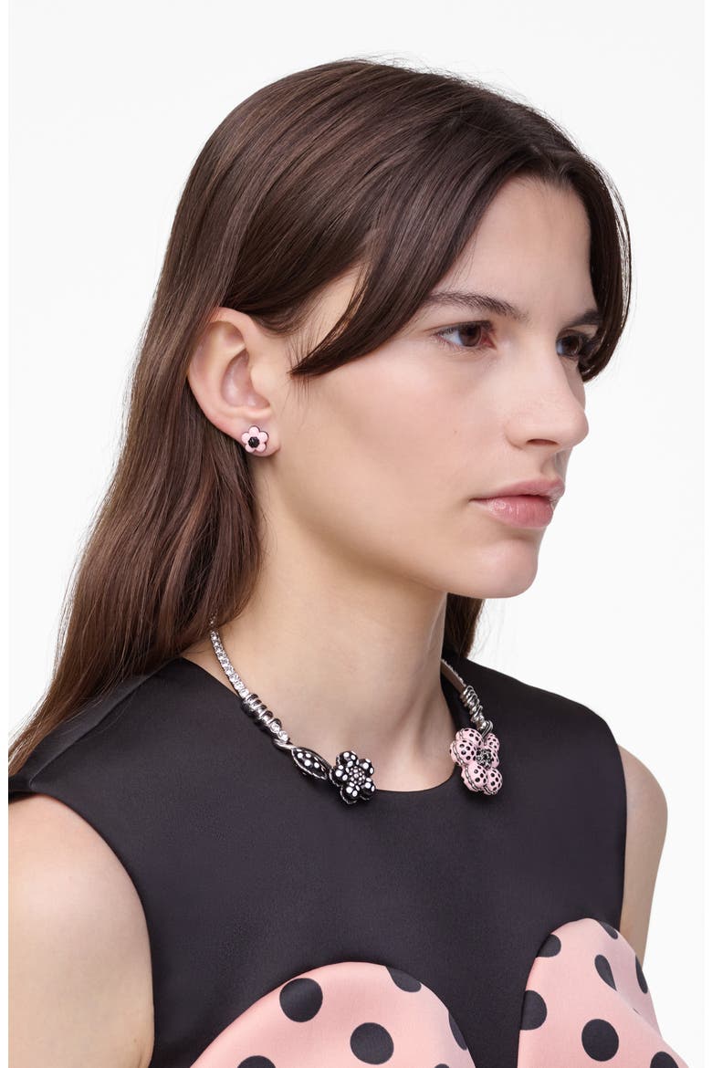 Dots Daisy Collar Necklace, Alternate, color, SILVER/ PEACH