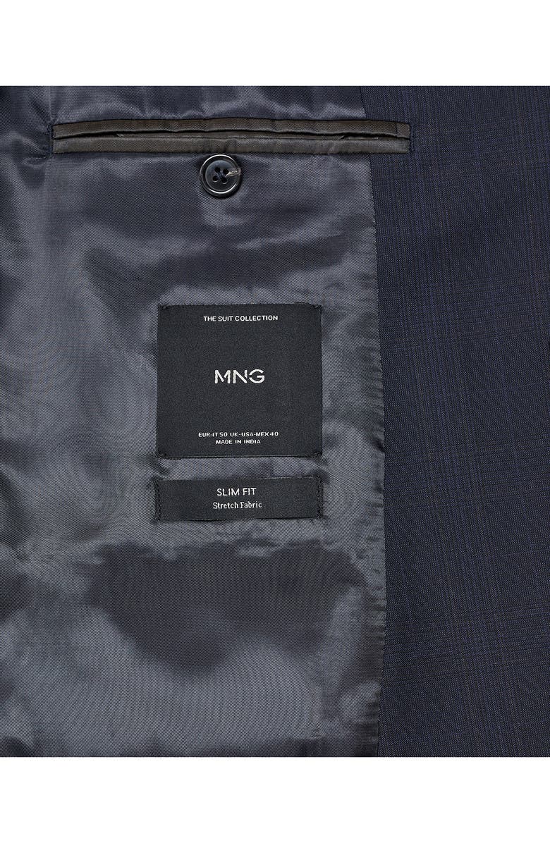 MANGO Slim Fit Navy Check Textured Stretch Sport Coat, Alternate, color, Dark Navy