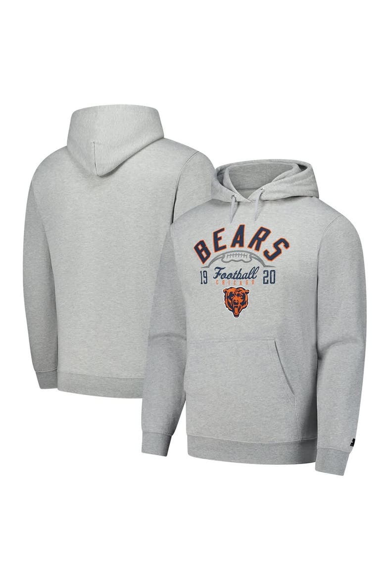 Men's Starter  Heather Gray Chicago Bears Pullover Hoodie, Main, color, Heather Gray