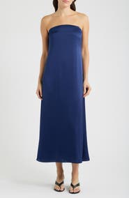 Theory Strapless Satin Dress