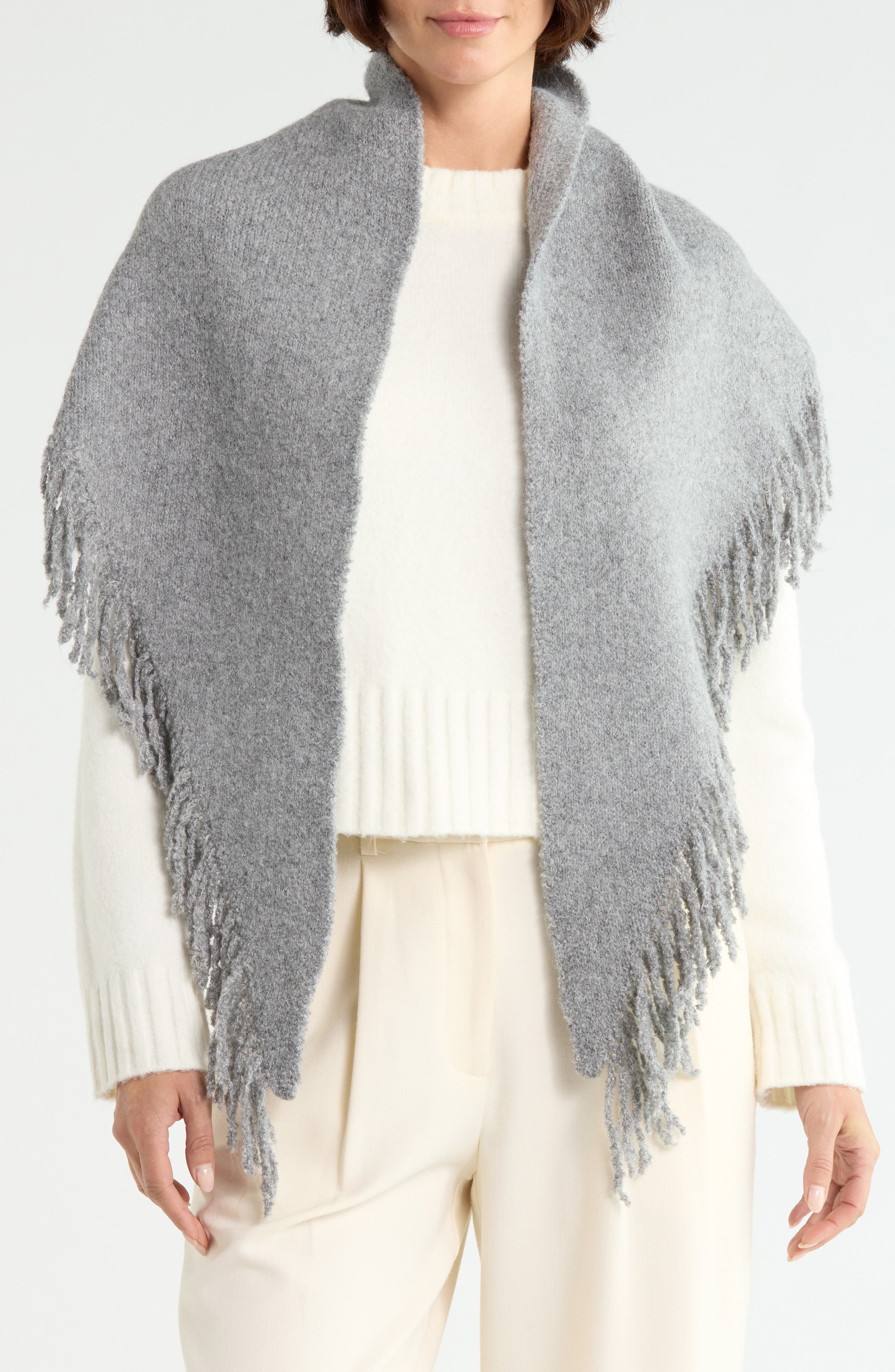 Marled Fringe Triangle Scarf