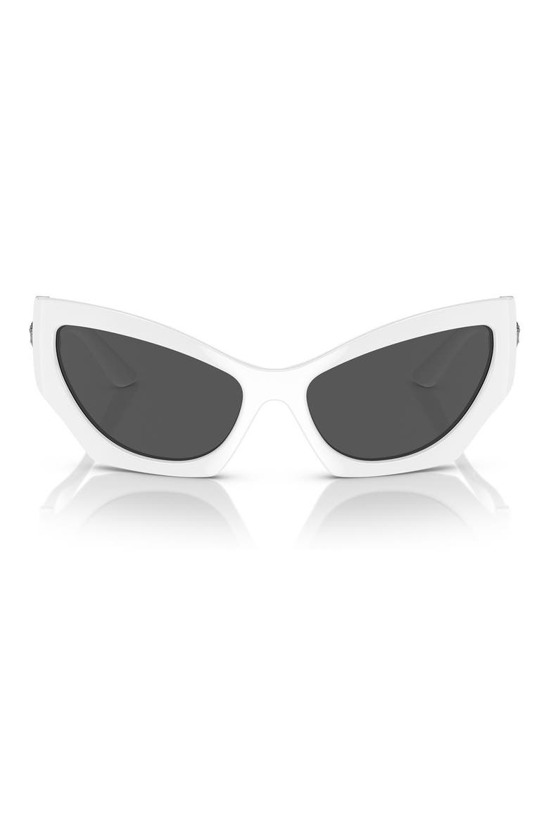 60mm Cat Eye Sunglasses, Main, color, WHITE