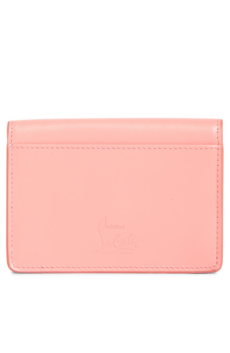 Christian Louboutin Bettina Leather Business Card Holder, Alternate, color, Grapefruit/ Gold