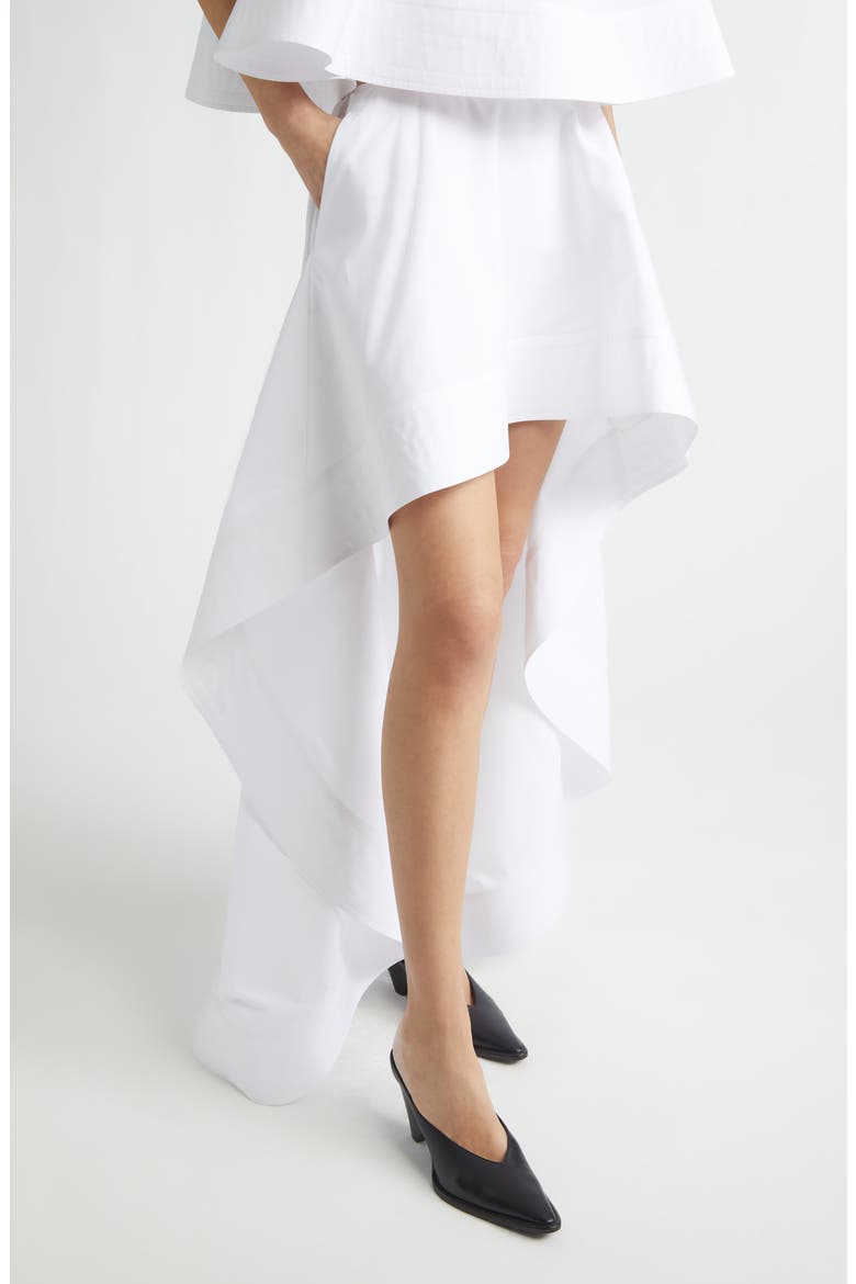 Cotton Poplin High-Low Skirt, Alternate, color, PURE WHITE