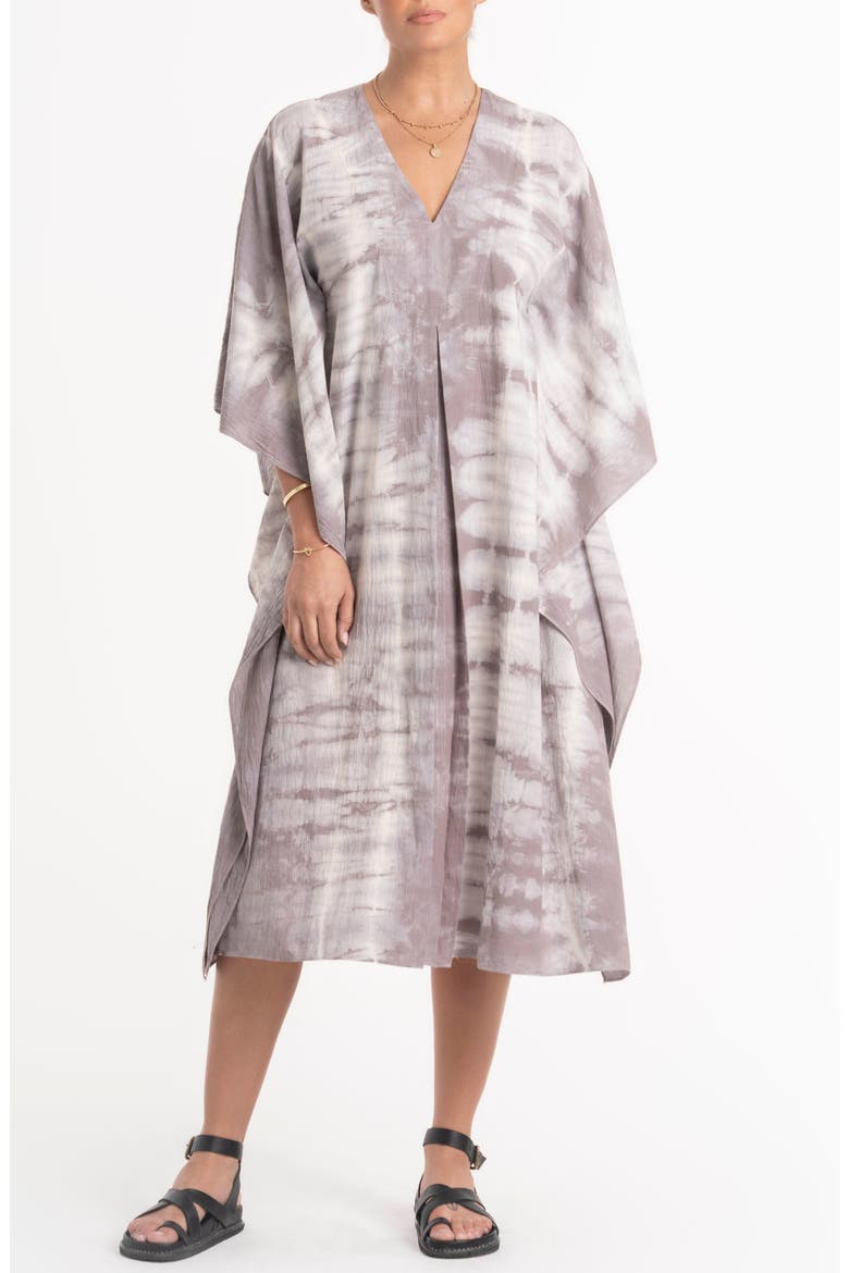 Tie Dye Cotton Caftan, Alternate, color, Grey Ivory Tie Dye