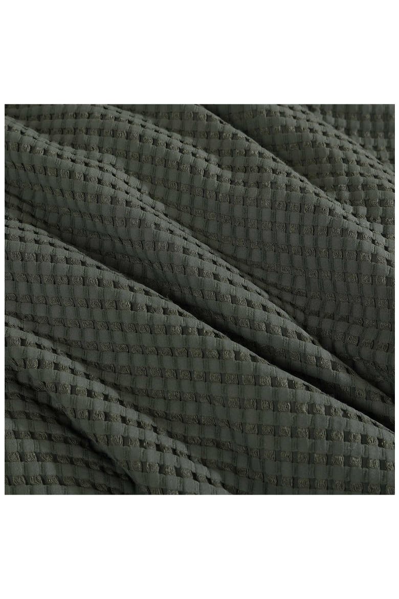 Solid Waffle Comforter Set, Alternate, color, DARK GREEN