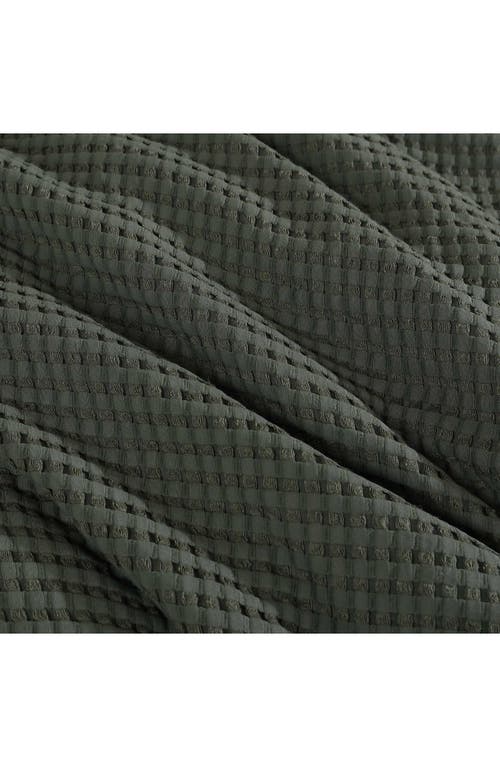 Kenneth Cole New York Solid Waffle Comforter Set In Dark Green