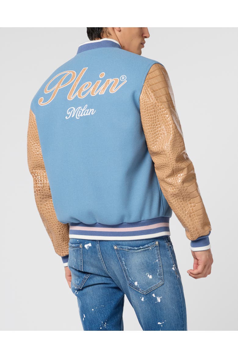 Varsity Bomber Cocco Sleeves Milan Men, Alternate, color, lightblue