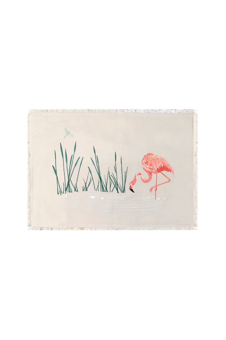 Flamingos Coastal Tabletop Placemats, Set of 4, Main, color, Blue