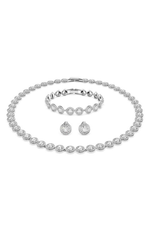 Una All Around Crystal Necklace, Bracelet & Stud Earrings Set