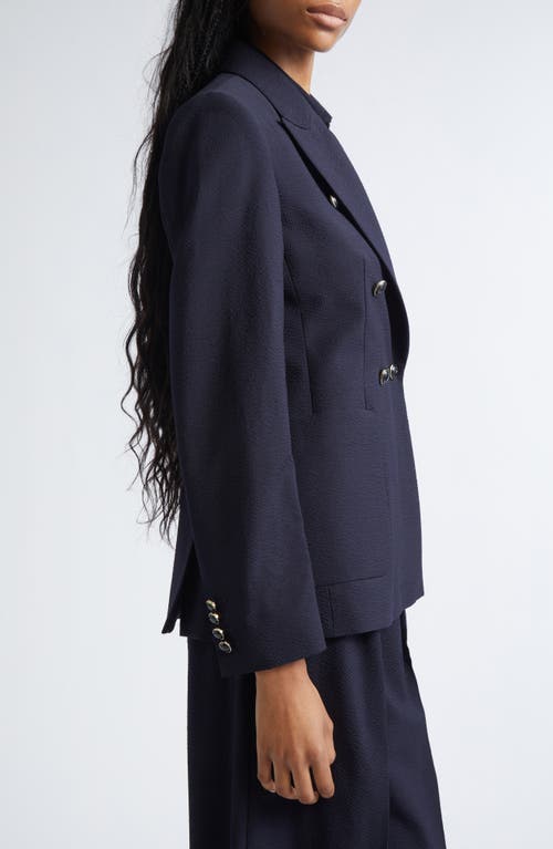 Max Mara Ricetta Double Breasted Wool Knit Blazer In Blue