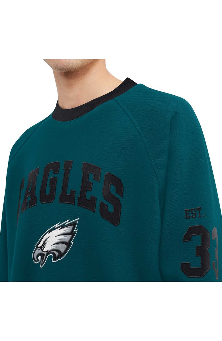 Tommy Hilfiger Men's Tommy Hilfiger Midnight Green Philadelphia Eagles Reese Raglan Tri-Blend Pullover Sweatshirt, Alternate, color, 