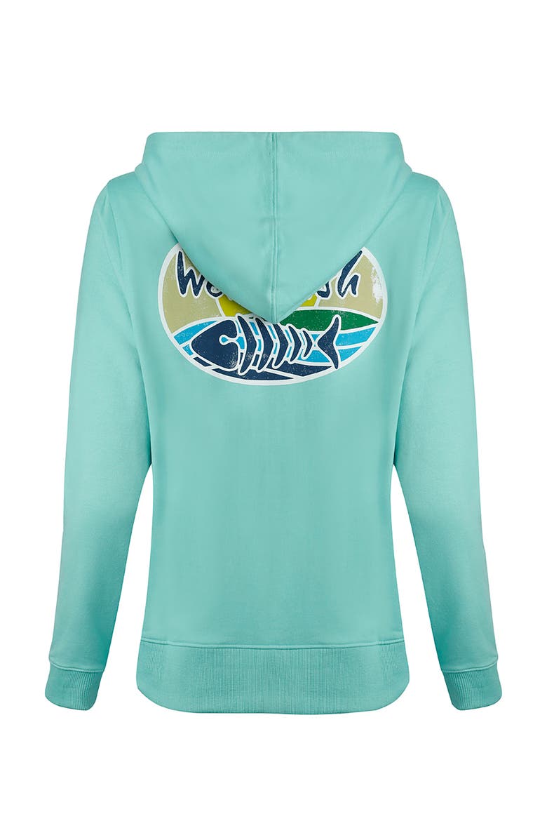 Back Print Popover Hoodie, Alternate, color, Aqua Marine