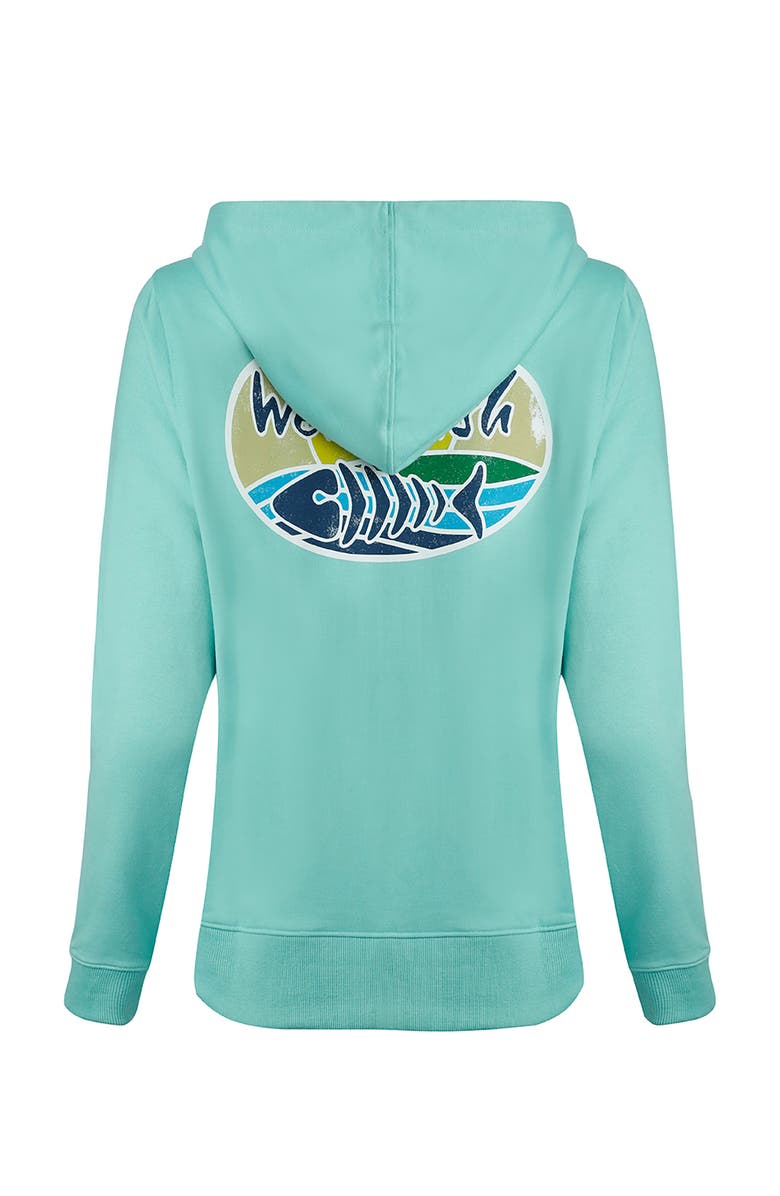 Weird Fish Back Print Popover Hoodie, Alternate, color, Aqua Marine