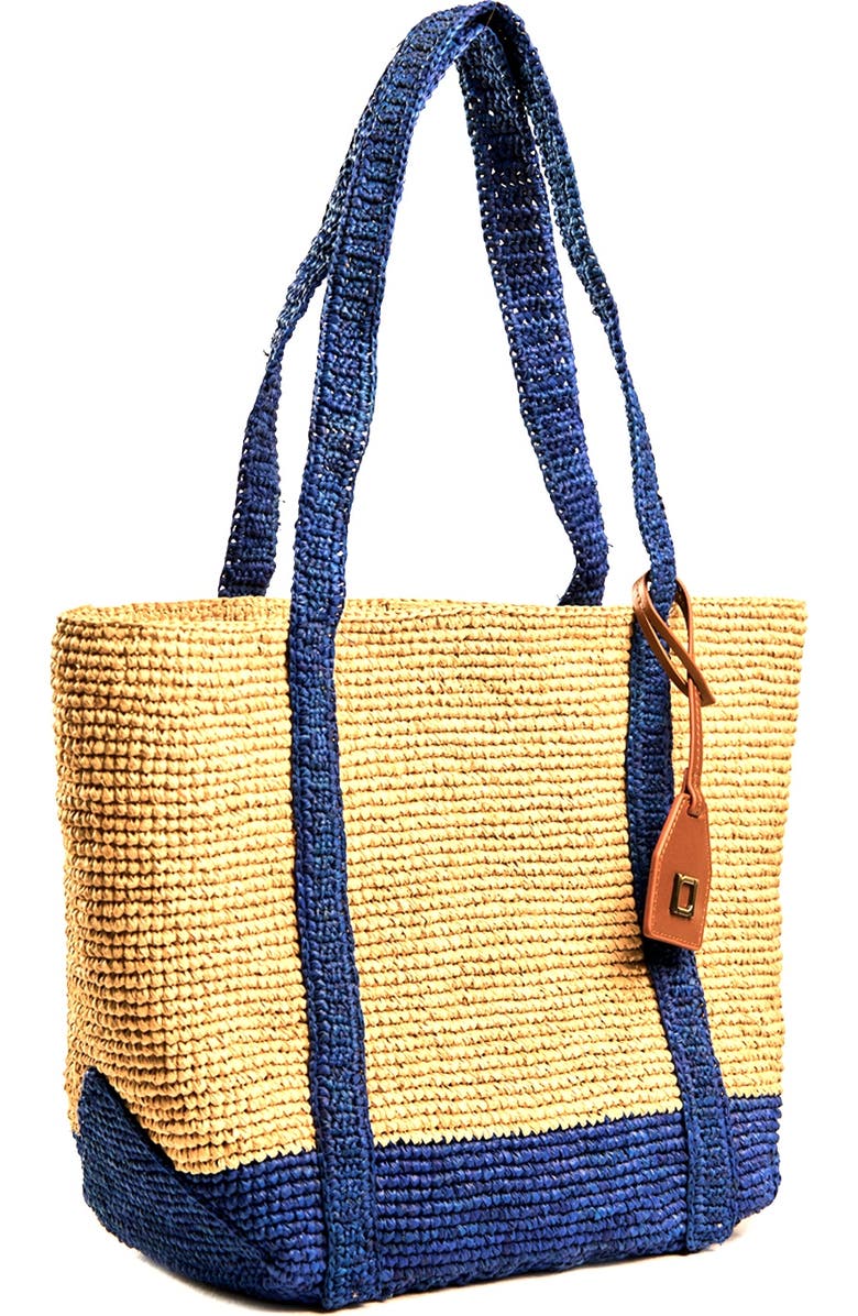 Rafe New York Boat Tote Lg Large Tote, Alternate, color, Natural / Royal Blue