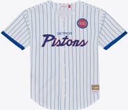 Mitchell & Ness Men's Mitchell & Ness White Detroit Pistons Head Coach Pinstripe Mesh Full-Button Baseball Jersey