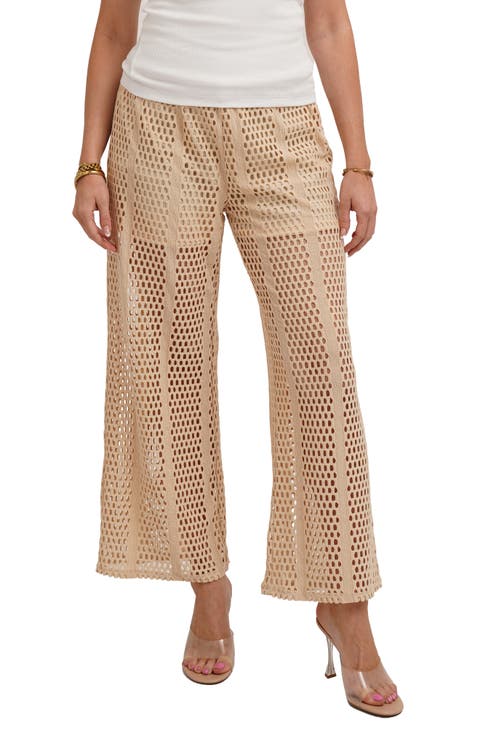 <p>Open Stitch Wide Leg Pull On Pants</p>