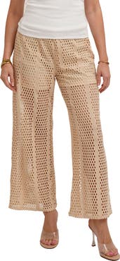 CYRUS Open Stitch Wide Leg Pull On Pants