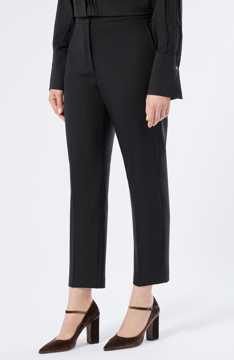 Marina Rinaldi Candore Stretch Virgin Wool Pants, Main, color, Black