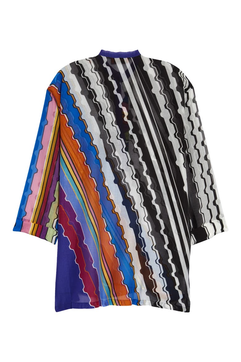 Diagonal Wavy Stripe Long Sleeve Cover-Up Minidress, Alternate, color, MULTI