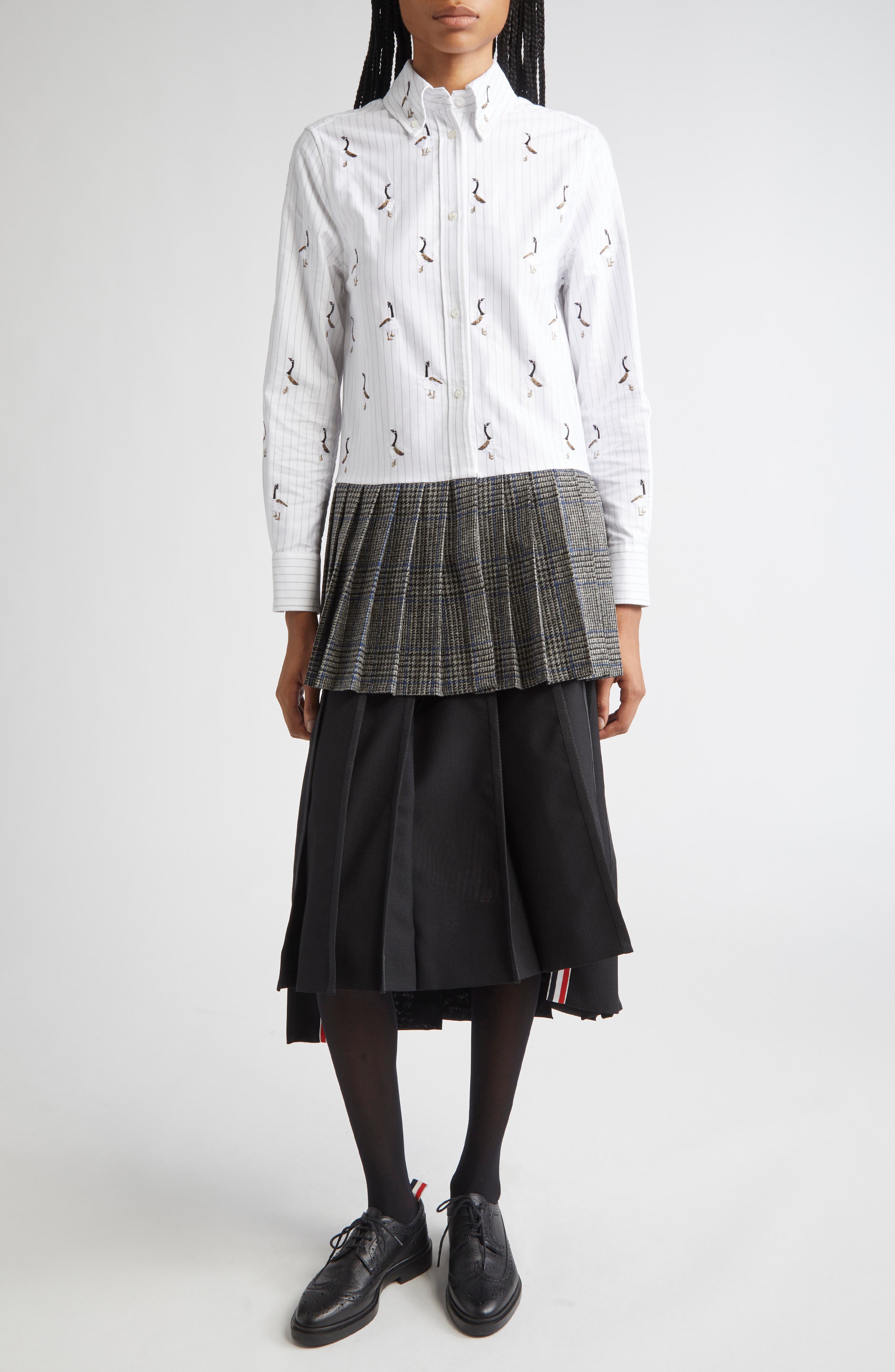 Classic Tipping Pleated Wool Skirt - image 2