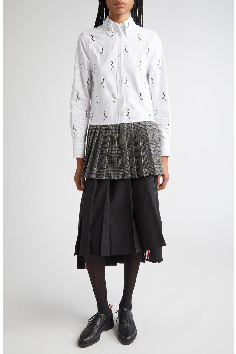 Classic Tipping Pleated Wool Skirt, Alternate, color, BLACK