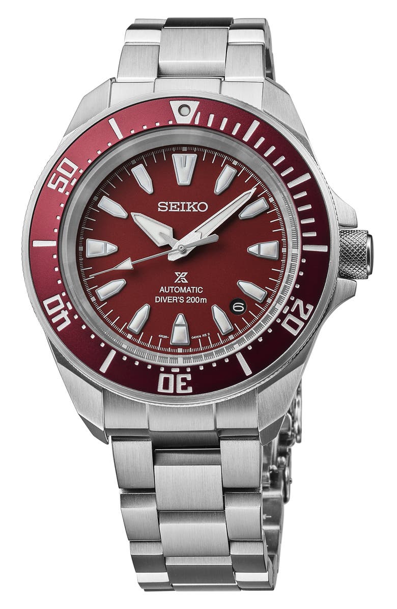 SEIKO WATCHES Prospex Sea Diver Automatic Bracelet Watch, 41.7mm, Main, color, Red