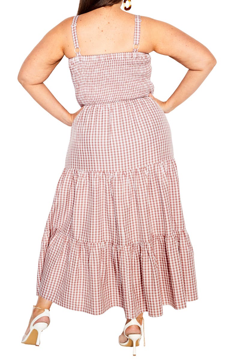 City Chic Gingham Smocked Maxi Sundress, Alternate, color, 