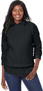 Jessica London Cable Crewneck Sweater