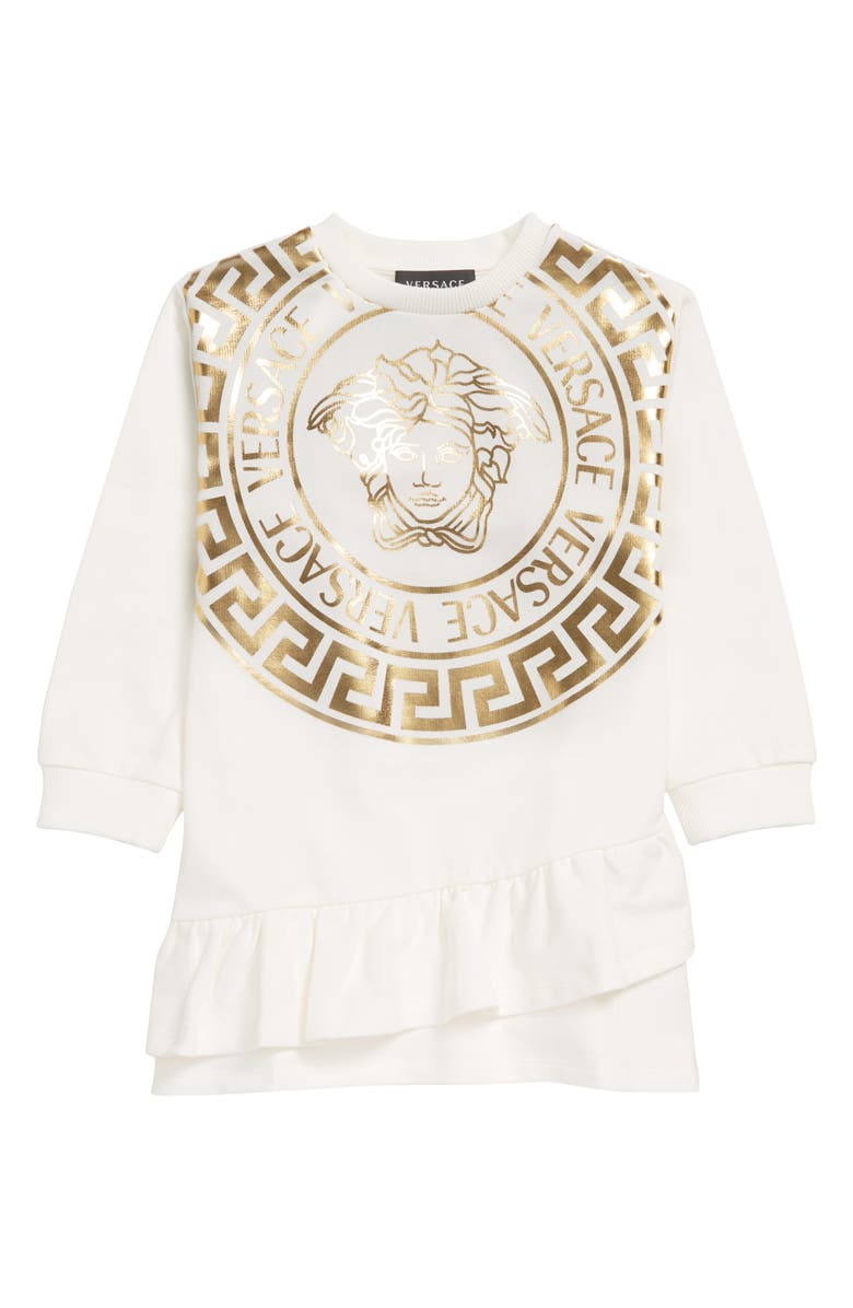 Versace Kids' Metallic Medusa Logo Sweatshirt Dress, Main, color,