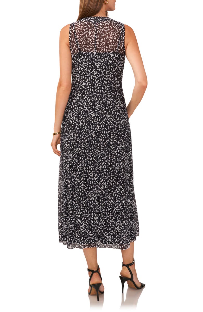 Vince Camuto Pleated Mesh Sleeveless Midi Dress, Alternate, color, 