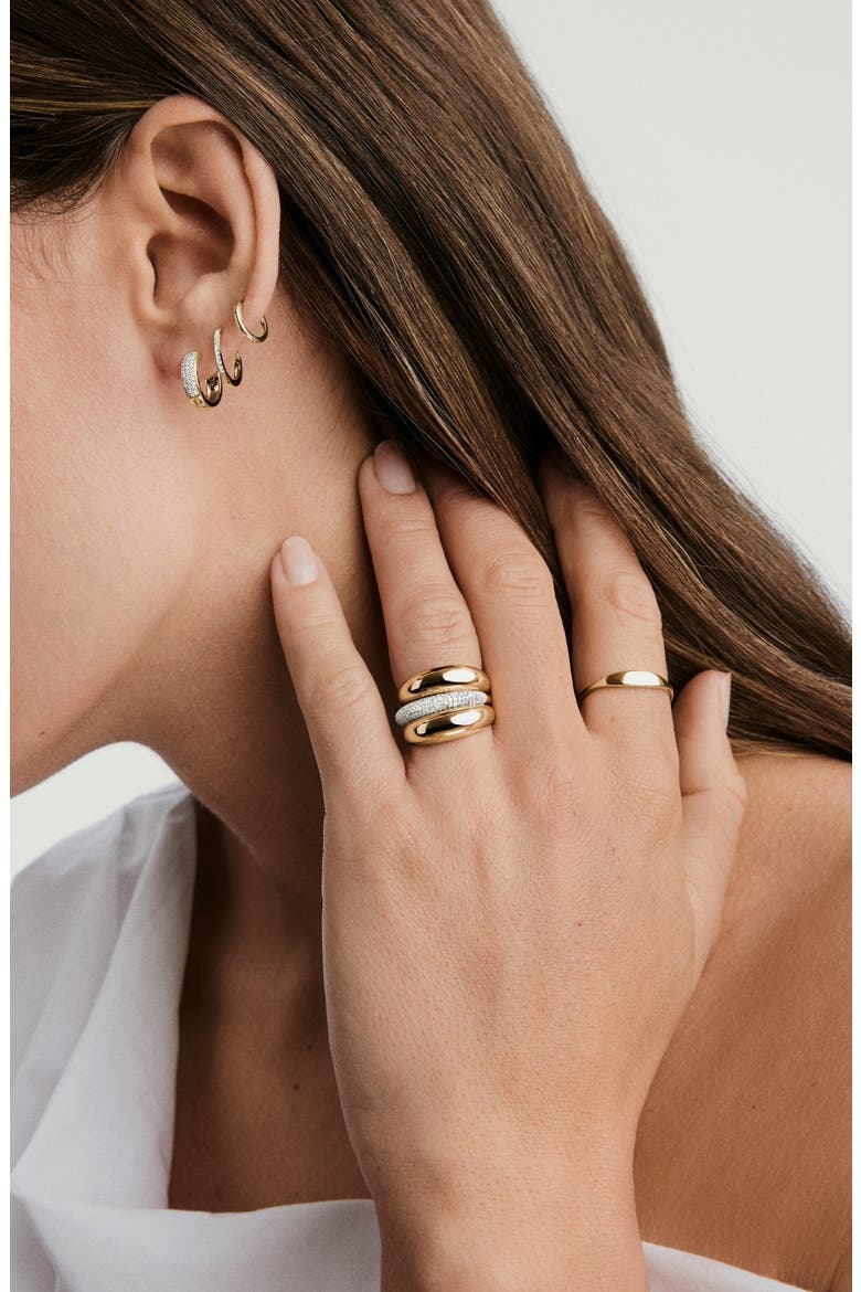 Pave Diamond Huggie Hoops, Alternate, color, Yellow Gold / Diamond